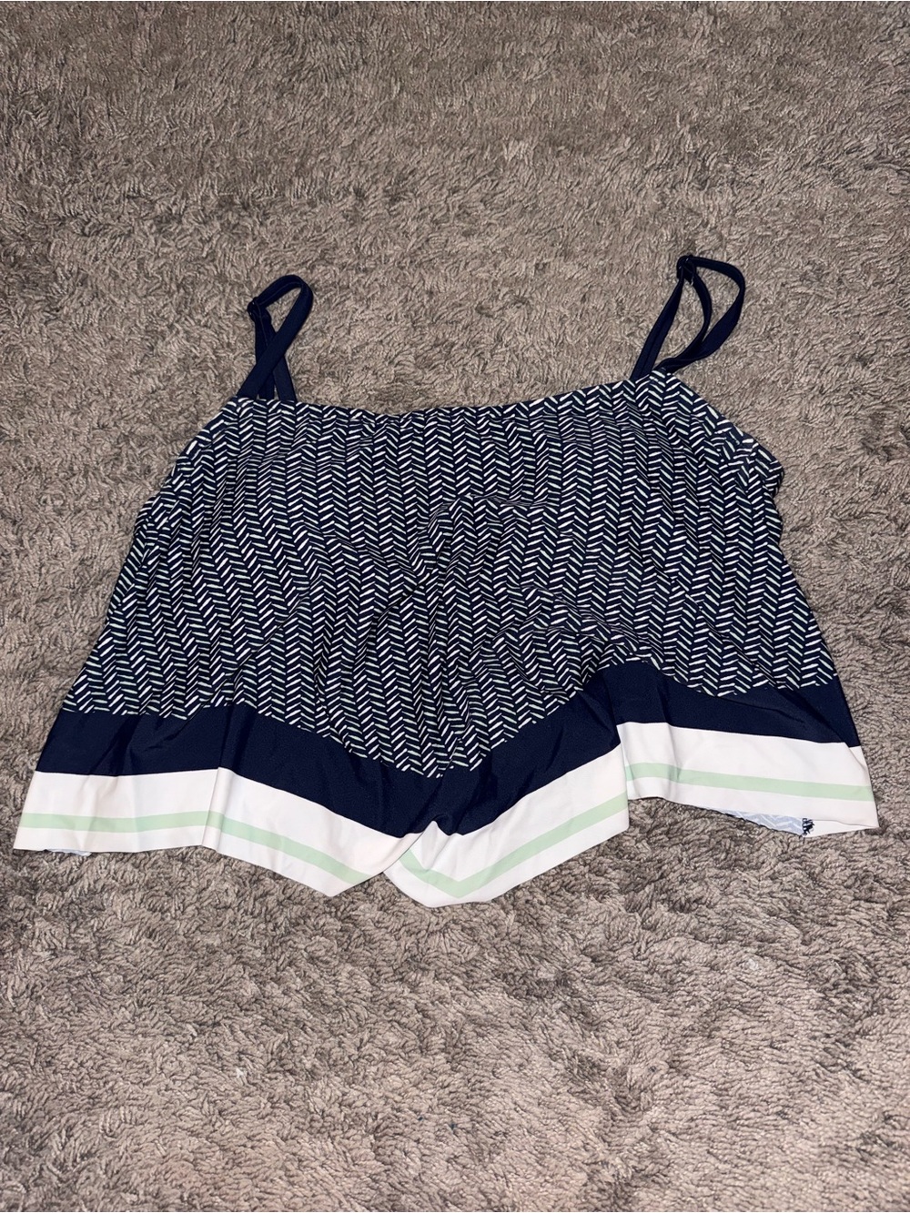 Target Navy Chevron Swim Cami with White and Light Green Stripe